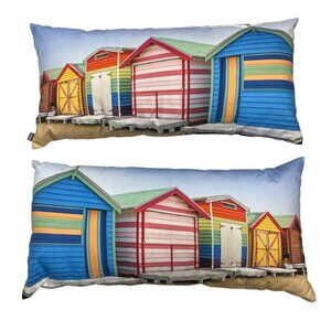 Coastal‎ Beach Hut House Island Ocean Cape Pod Throw Pillow Rectangle Set Of 2